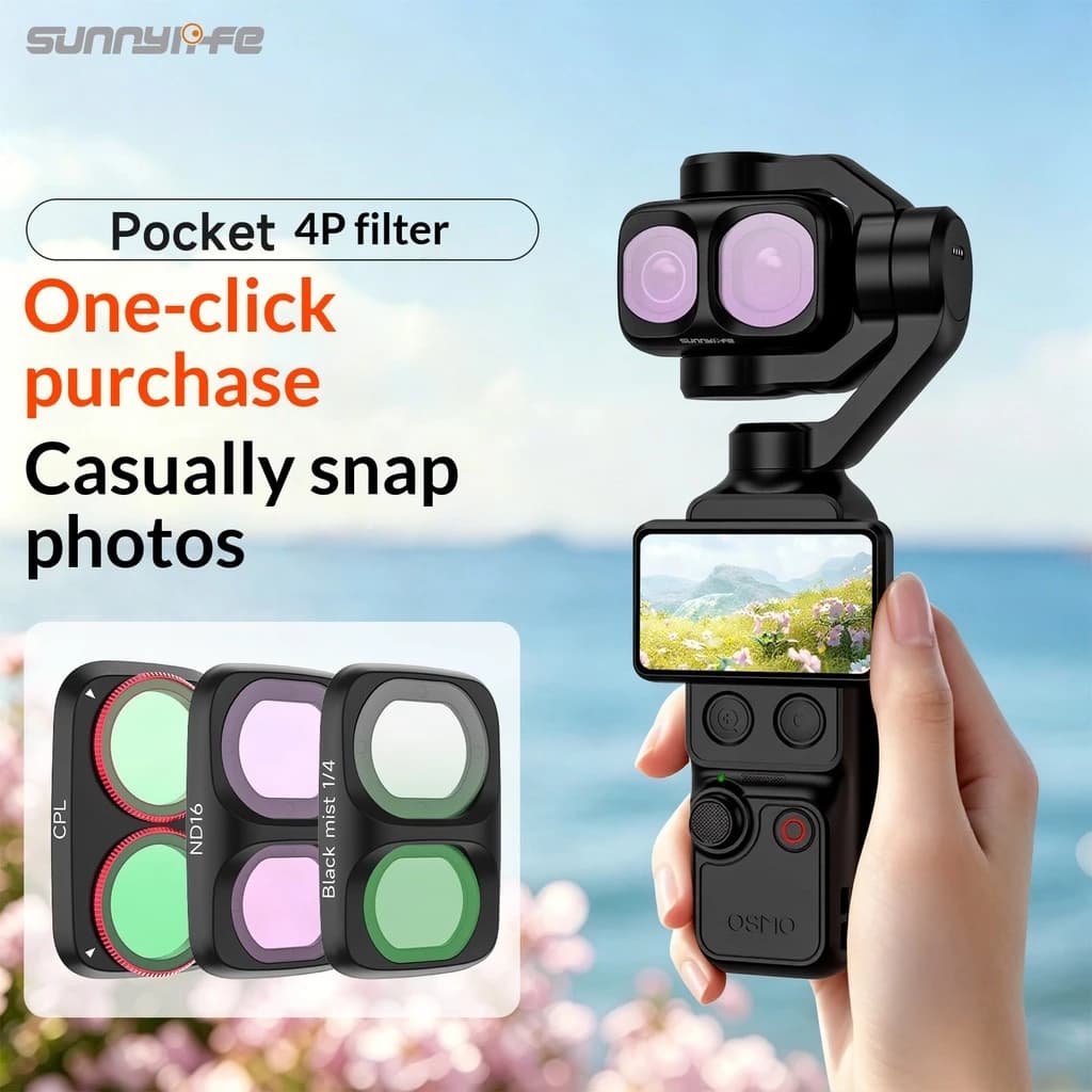 Sunnylife ฟิลเตอร์เซ็ต 3 ชิ้น DJI Osmo Pocket 4 Pro CPL+ND8+ND16 เลนส์ฟิลเตอร์ ลดแสง